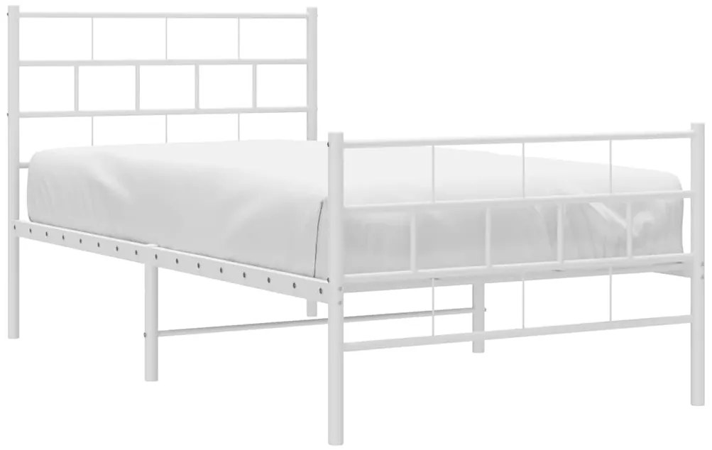 Estrutura de cama com cabeceira e pés 100x190 cm metal branco