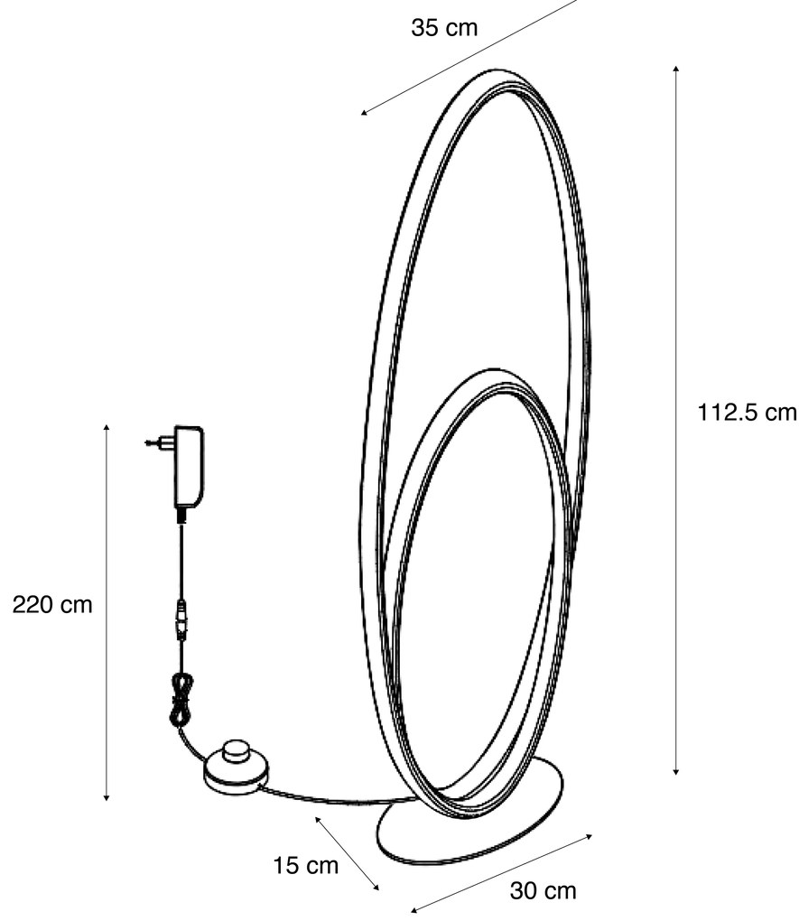 Candeeiro de pé de design bege com LED regulável em 3 níveis - Boomerang Design