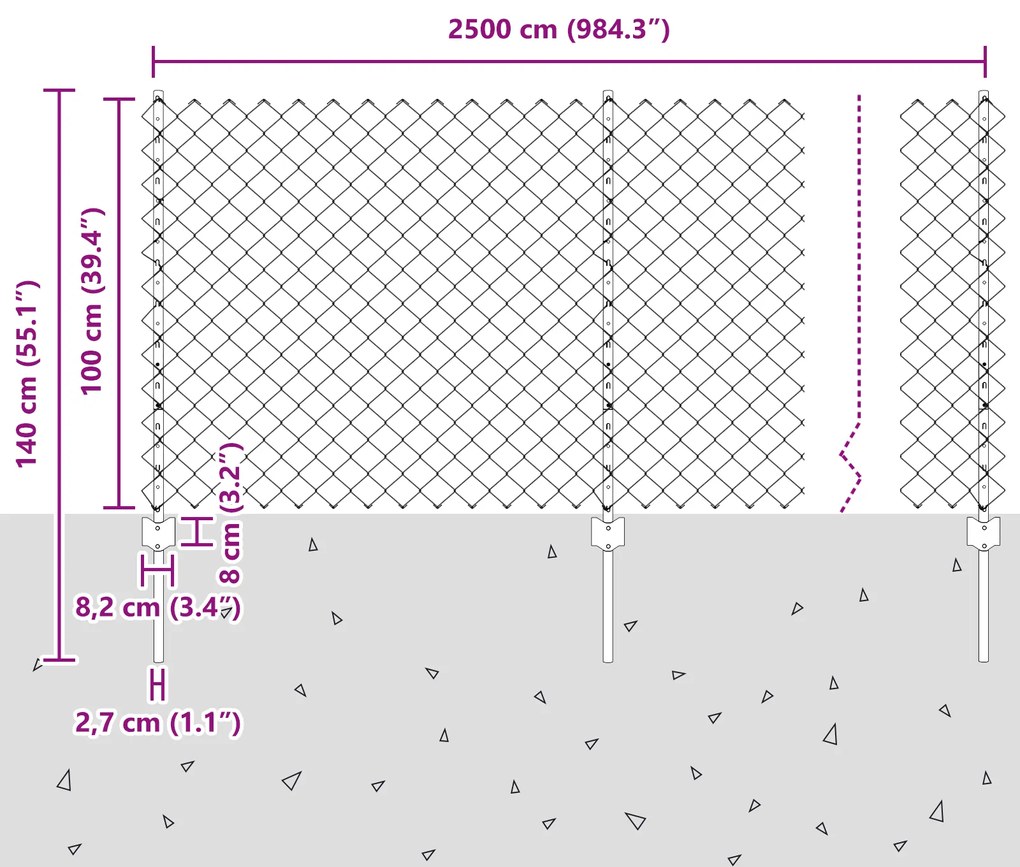 Conjunto de Cerca de Jardim Conjunto de 2 Verde Aço Galvanizado