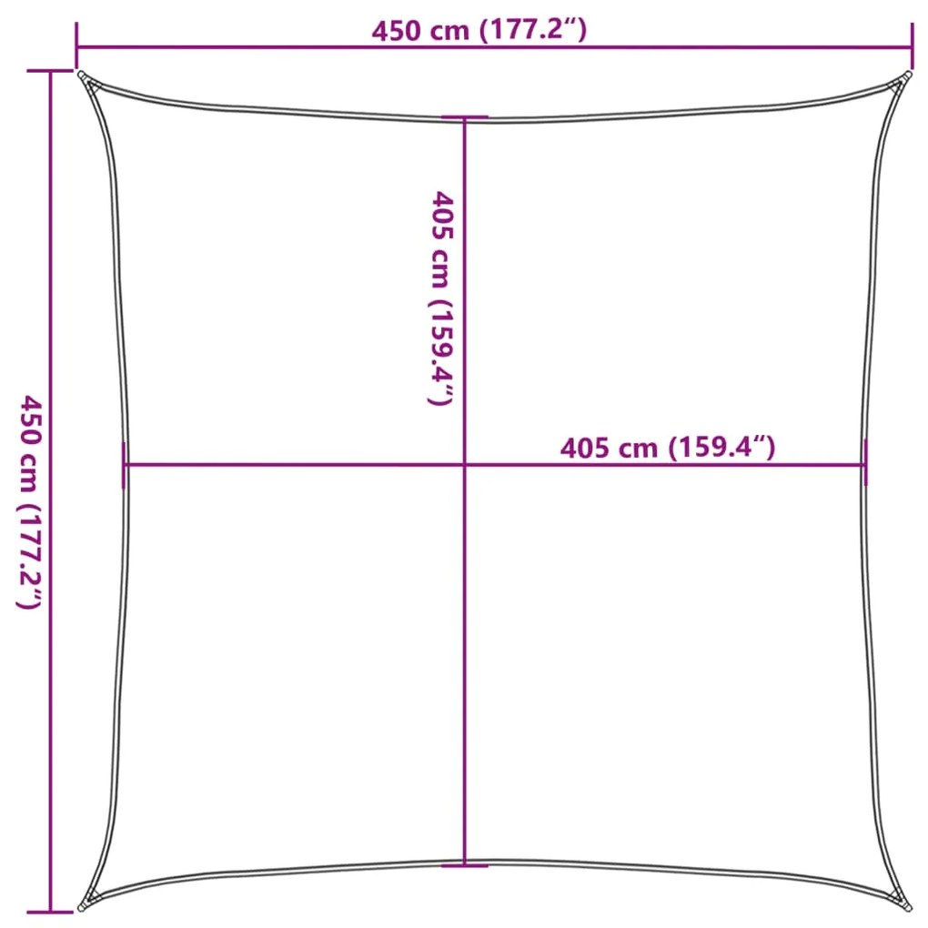 Para-sol estilo vela 160 g/m² 4,5x4,5 m PEAD vermelho