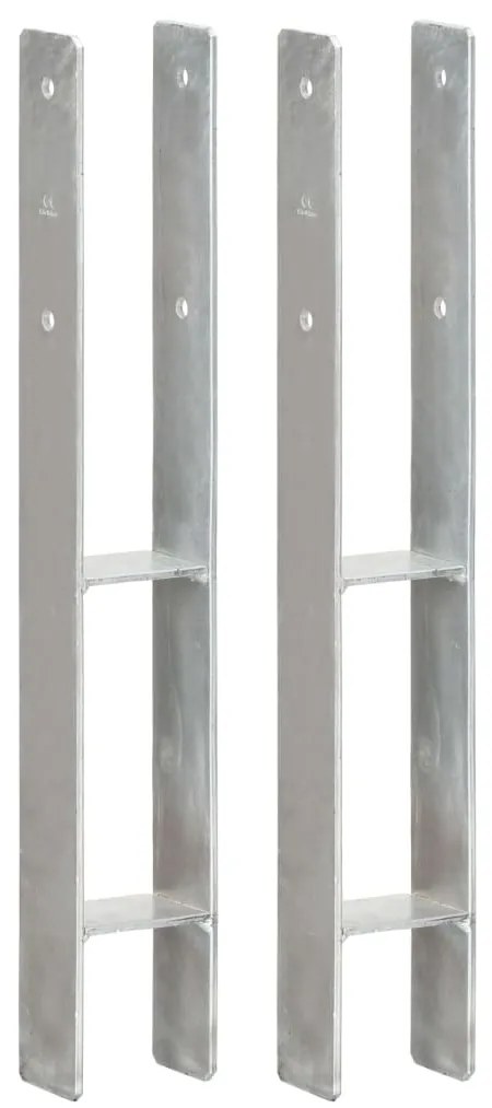 vidaXL Âncoras de vedação 2 pcs 8x6x60 cm aço galvanizado prateado