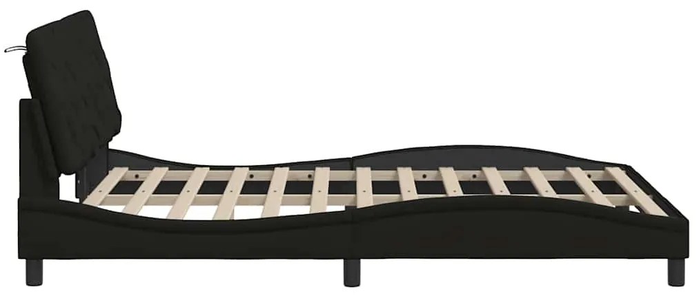 Estrutura de cama sem colchão 140x190 cm tecido preto