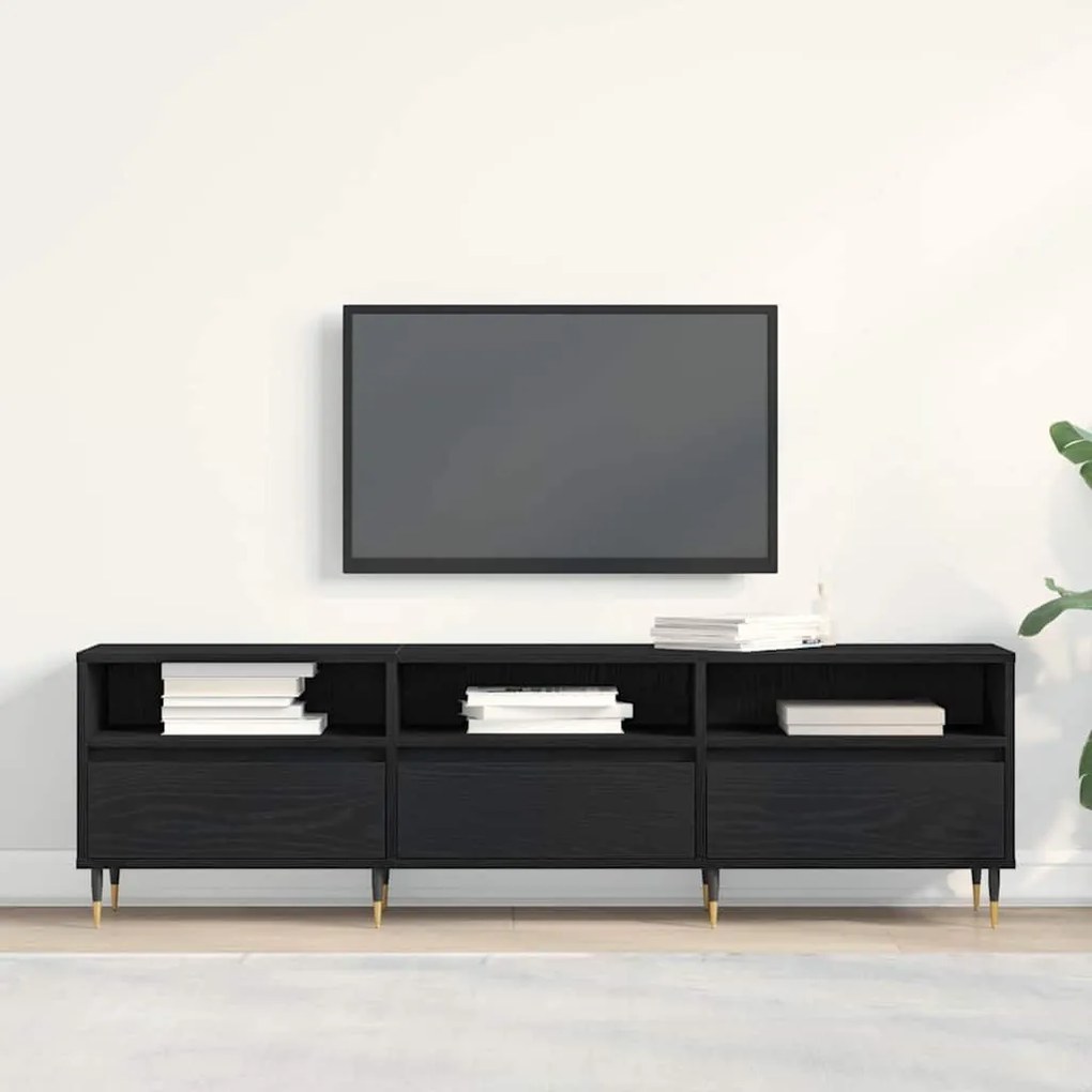 Armário para TV vidaXL Preto Carvalho 150x30x44,5 cm Madeira Reestrutu