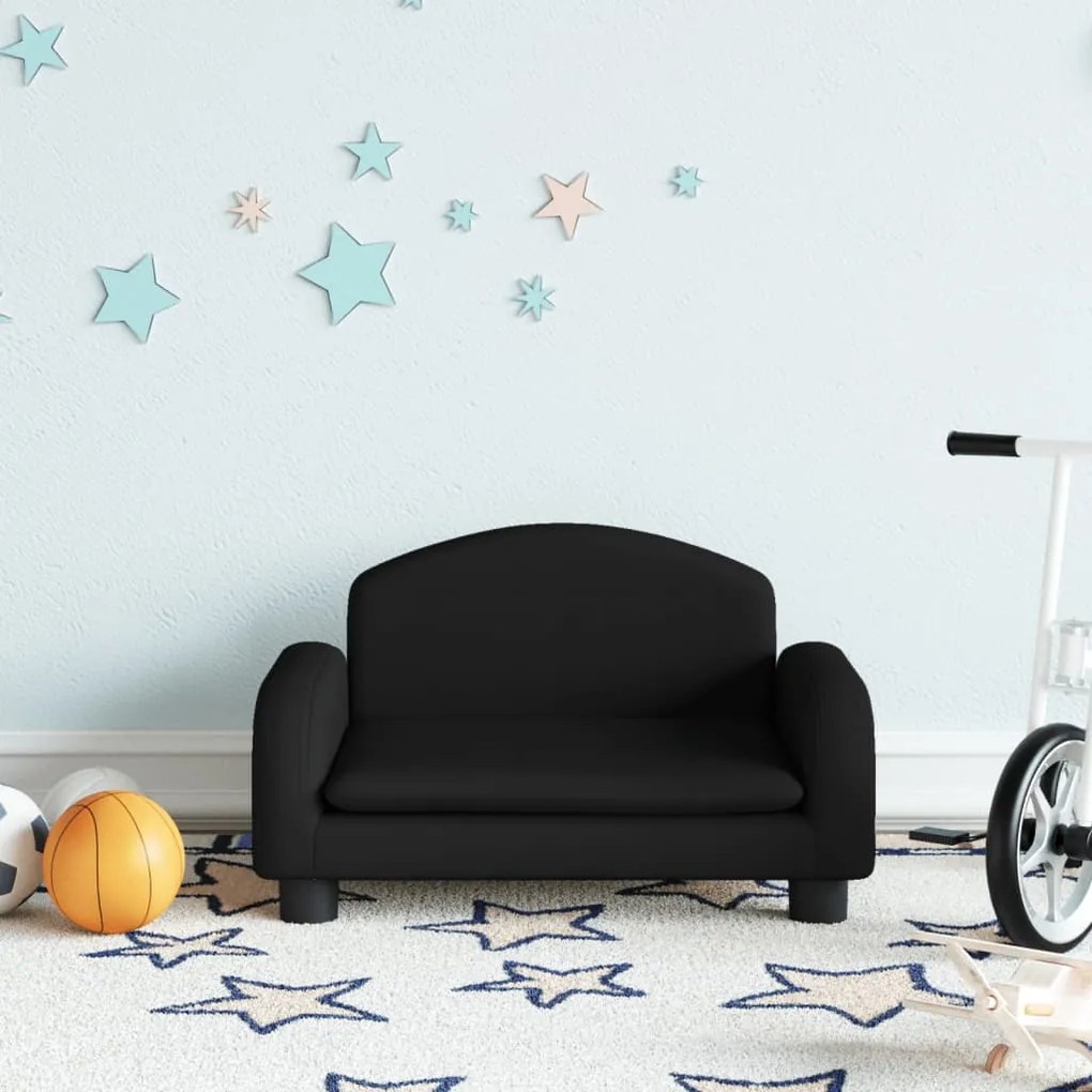 vidaXL Sofá infantil 50x40x30 cm tecido preto