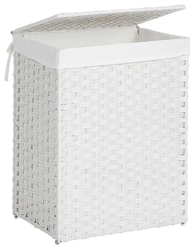 Cesto para roupa suja em Polyrattan 46 x 33 x 60 cm Branco
