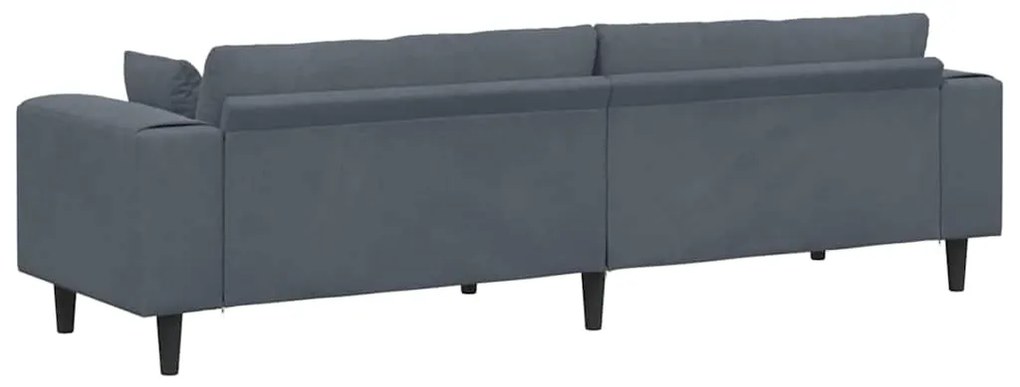 Sofá de Veludo com almofada com travesseiro Cinza Escuro 208 cm Veludo