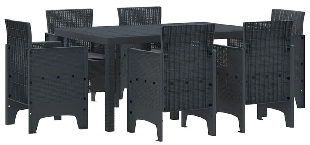 Conjunto de Jantar para Jardim 7 pcs Antracite Ratan PE