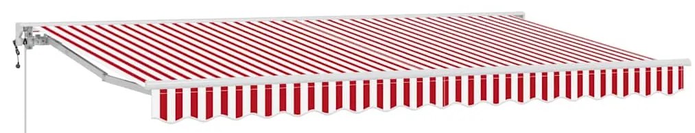 Toldo Retrátil Manual Vermelho e Branco 400x200 cm Alumínio
