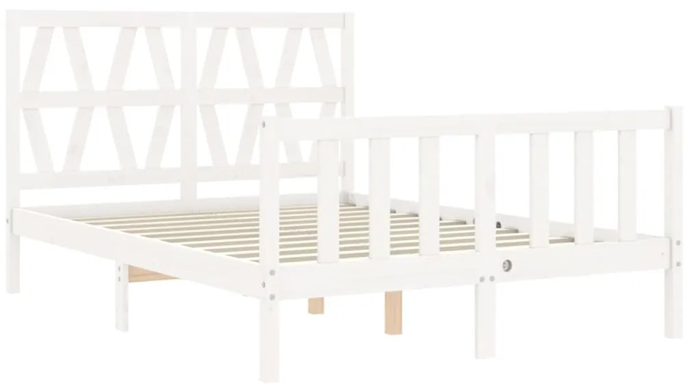 Estrutura de cama com cabeceira 120x200cm madeira maciça branco