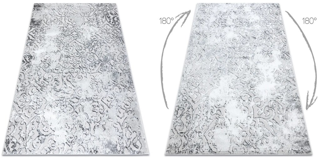 Tapete MEFE moderno 8724 Ornamento vintage - Structural dois níveis de lã cinza cinzento