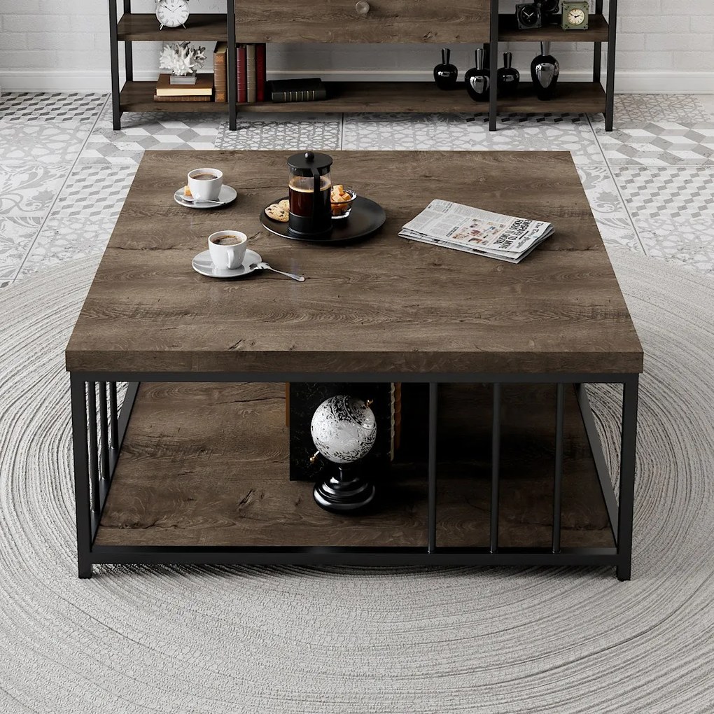 Mesa de Centro Zenn – Nogueira Preta – 90x90x40 cm
