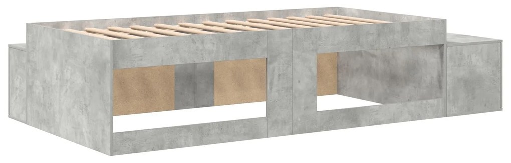 Cama de Armazenamento Cinza Concreto 75x190 cm