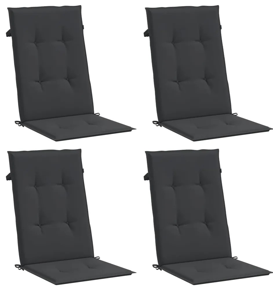 Almofadões para cadeiras altas de jardim 4 pcs tecido preto