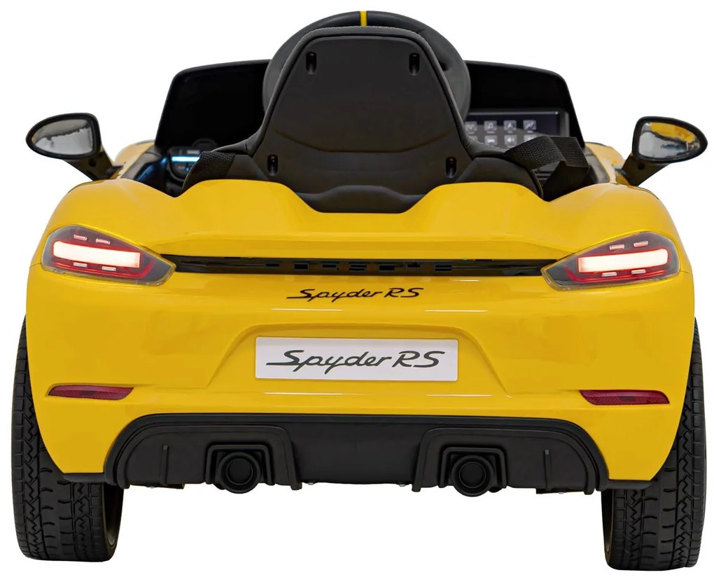 Carro elétrico para Crianças 12V Porsche Spyder RS 718, Rodas Espuma EVA, assento couro ecológico Carga até 30 kg Amarelo