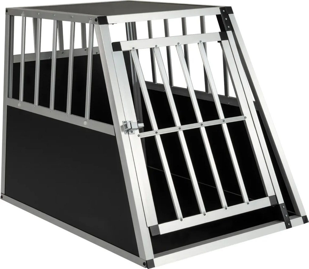 Caixa de transporte para cães em alumínio, com porta e fechadura 91 x 65 x 69,5 cm