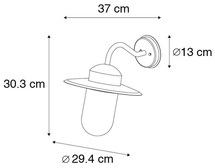 Candeeiro de parede exterior moderno preto IP44 - Kansas