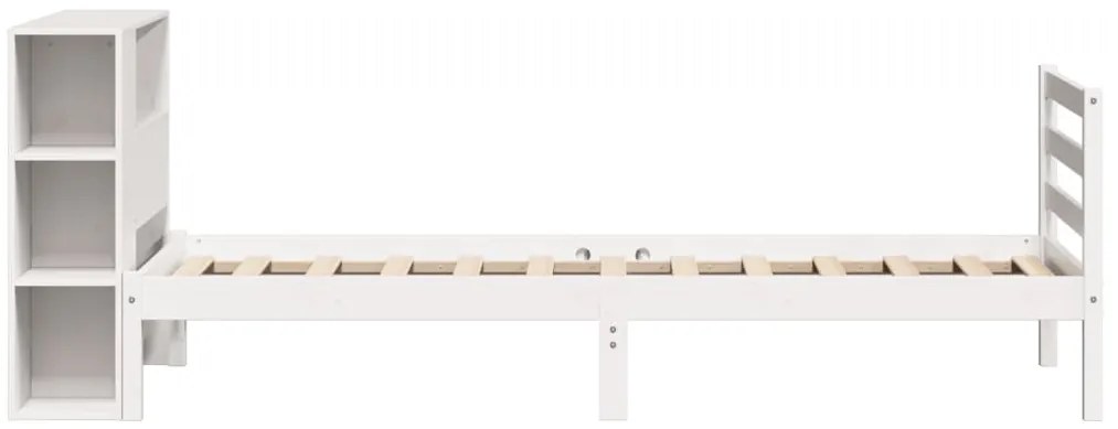 Cama com estante sem colchão 100x200 cm pinho maciço branco
