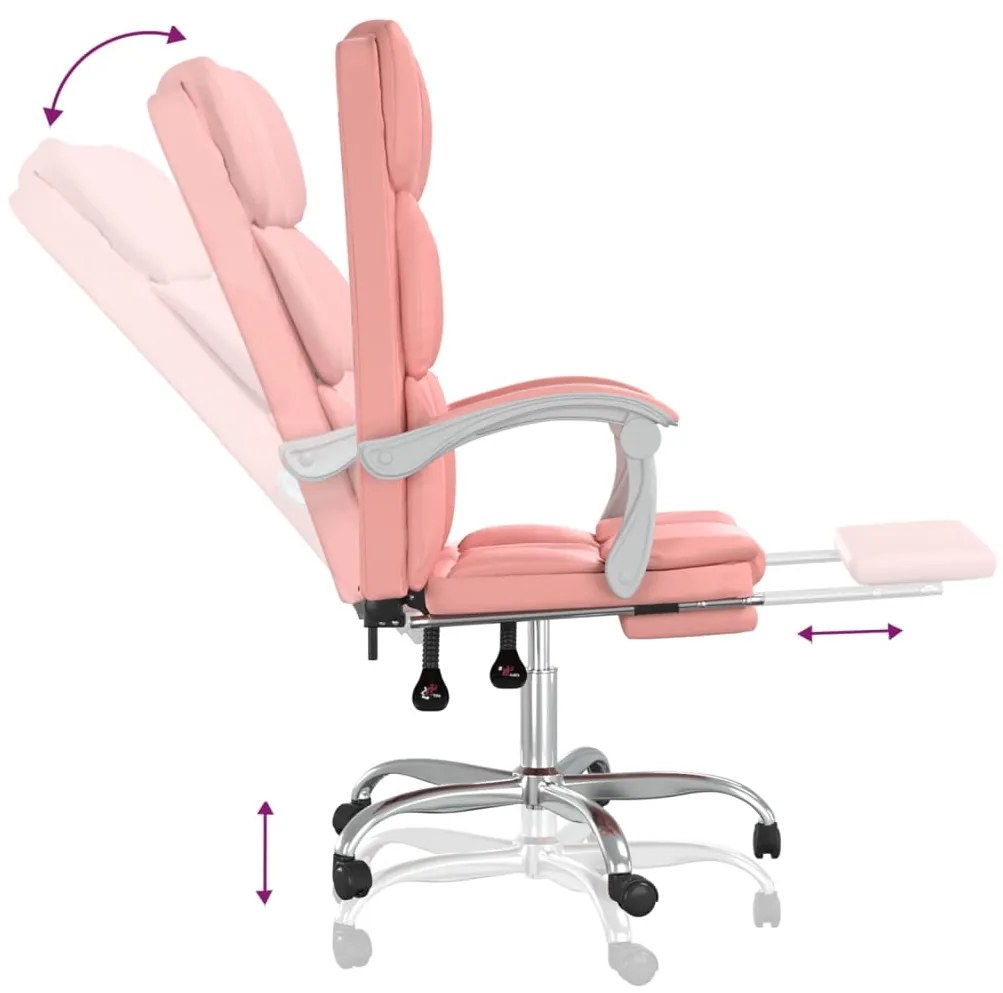 Cadeira de escritório reclinável couro artificial rosa