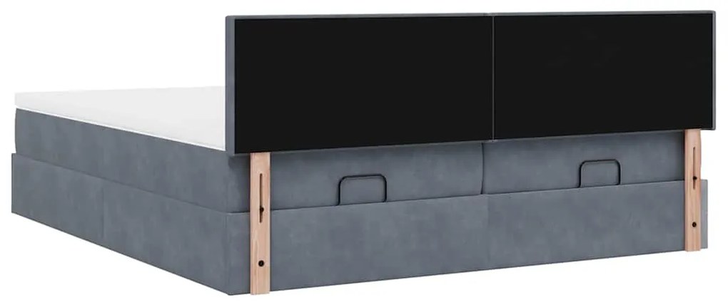 Estrutura cama otomana colchões 180x200 cm cinzento escuro