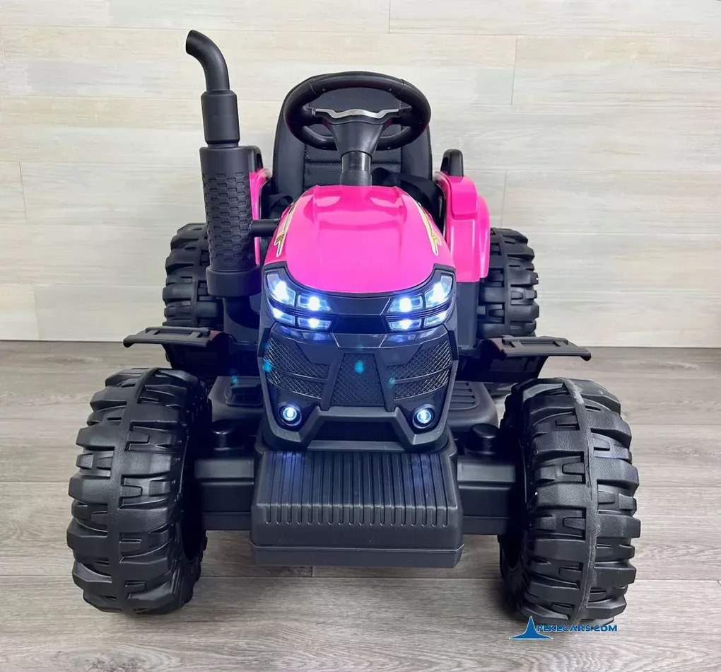 Tractor Eléctrico para crianças 24V Peketrac 6100 2.4G, rodas Borracha, Assento Couro sintético Rosa