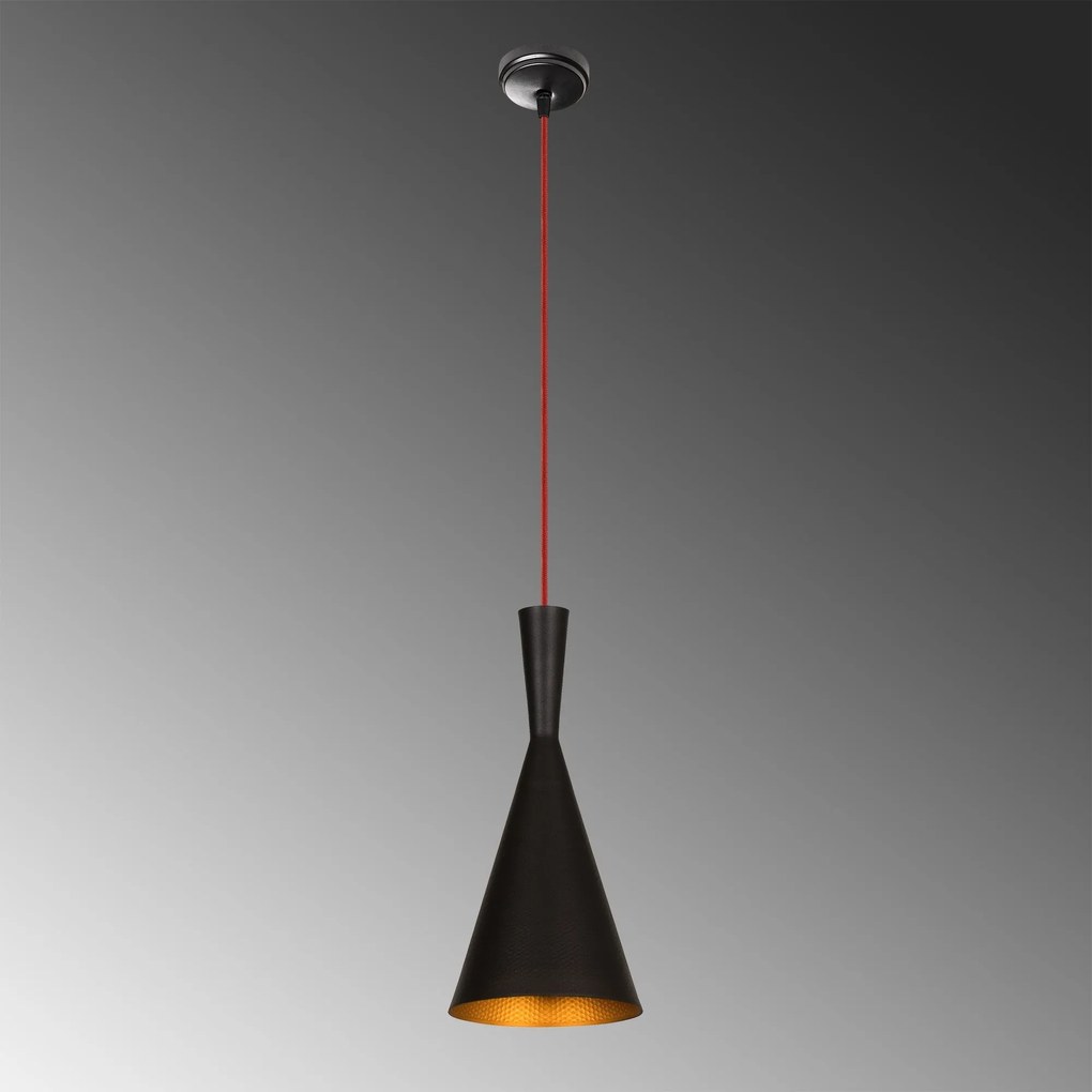 Candeeiro de Teto Elmas – Preto e Vermelho – 19 cm x 140 cm