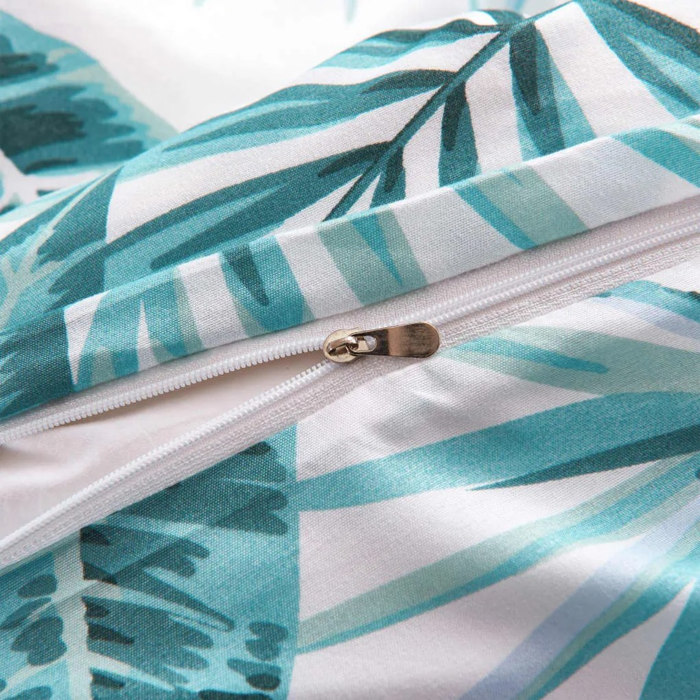 Conjunto capa edredão 140x200/60x70cm design folhas verde