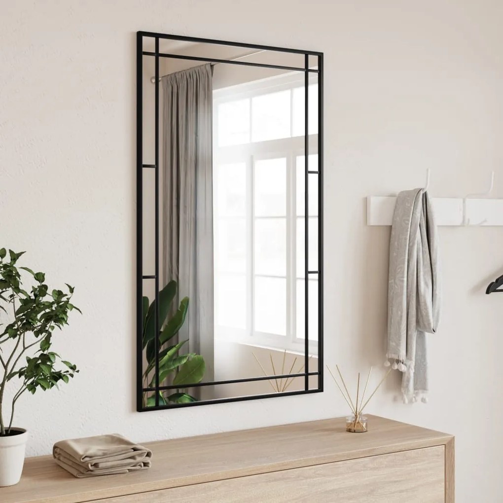 vidaXL Espelho de parede retangular 60x100 cm ferro preto