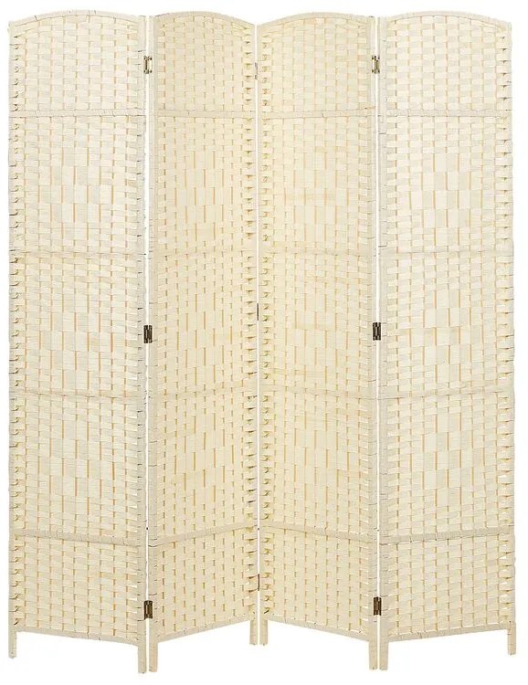 Biombo com 4 painéis em corda de papel creme 178 x 163 cm LAPPAGO Beliani