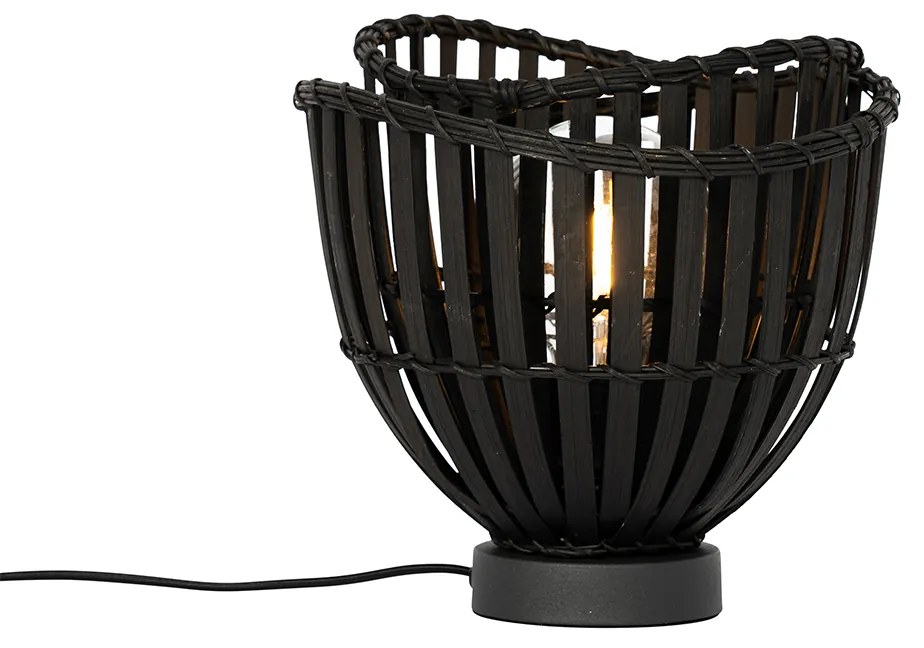 Candeeiro de mesa oriental preto bambu - Pua Oriental