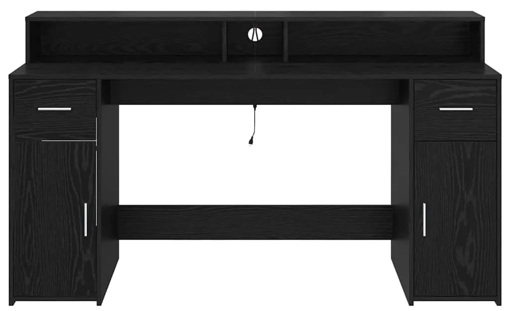 Escrivaninha Carvalho Preto 160x55x91 cm Madeira Engenheirada