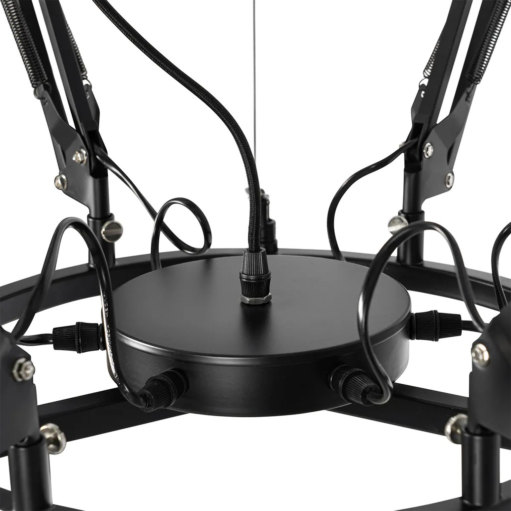 Candeeiro de suspensão industrial preto 6 luzes ajustáveis - Hobby Spinne Industrial