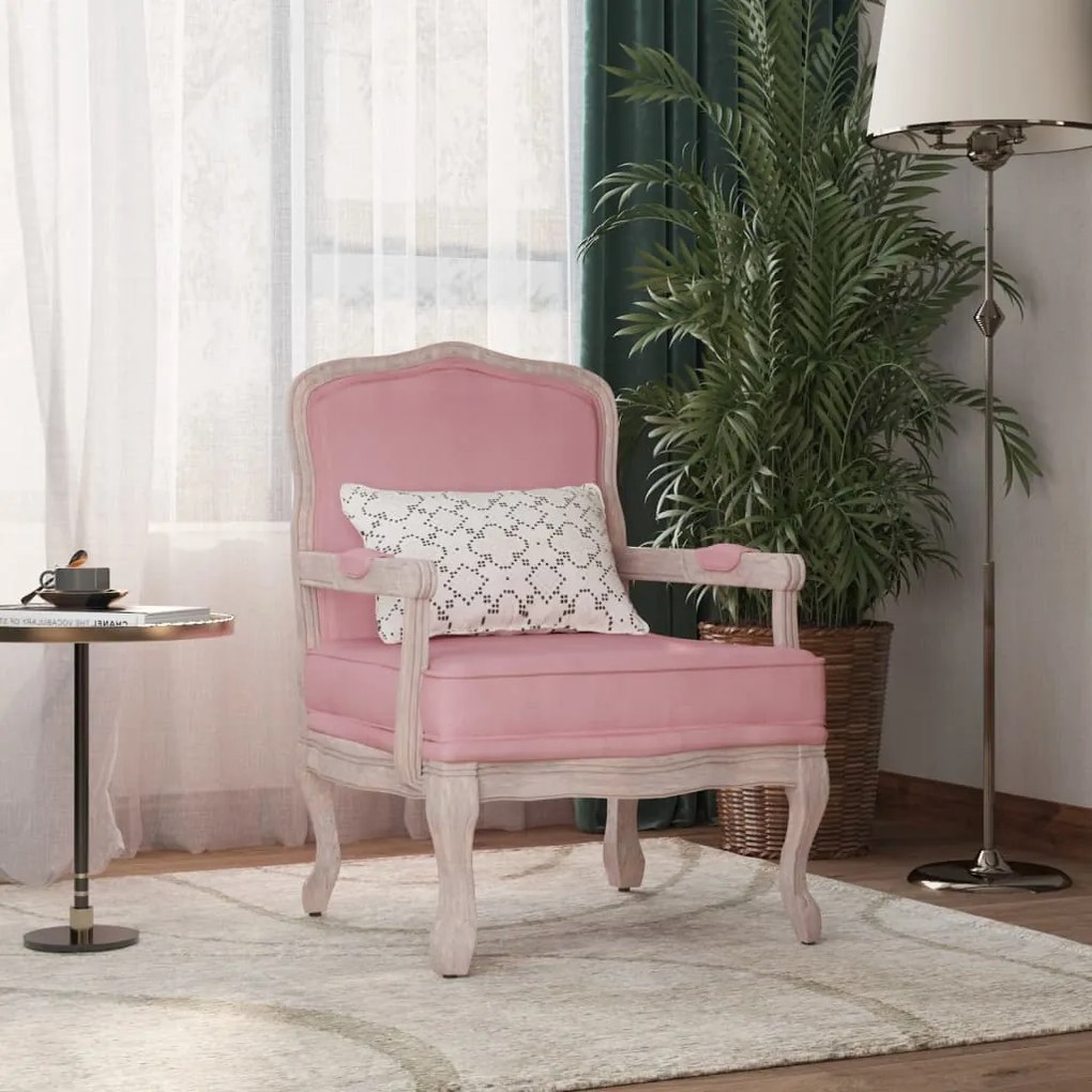 344476 vidaXL Cadeirão 64x64x90 cm veludo rosa