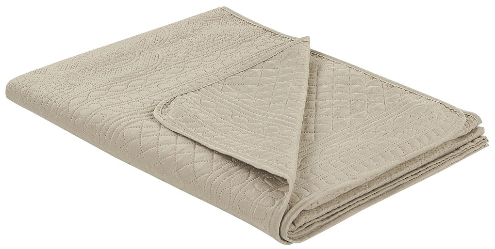 Colcha com relevo e duas almofadas taupe 140 x 210 cm SHUSH Beliani