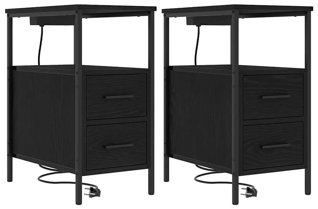 Armários de Canto 2 pcs Carvalho preto 30 x 48 x 61 cm