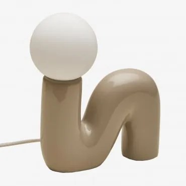 Candeeiro De Mesa Em Cerâmica Com Esfera Em Vidro Vireto Beige Creme & A - Sklum