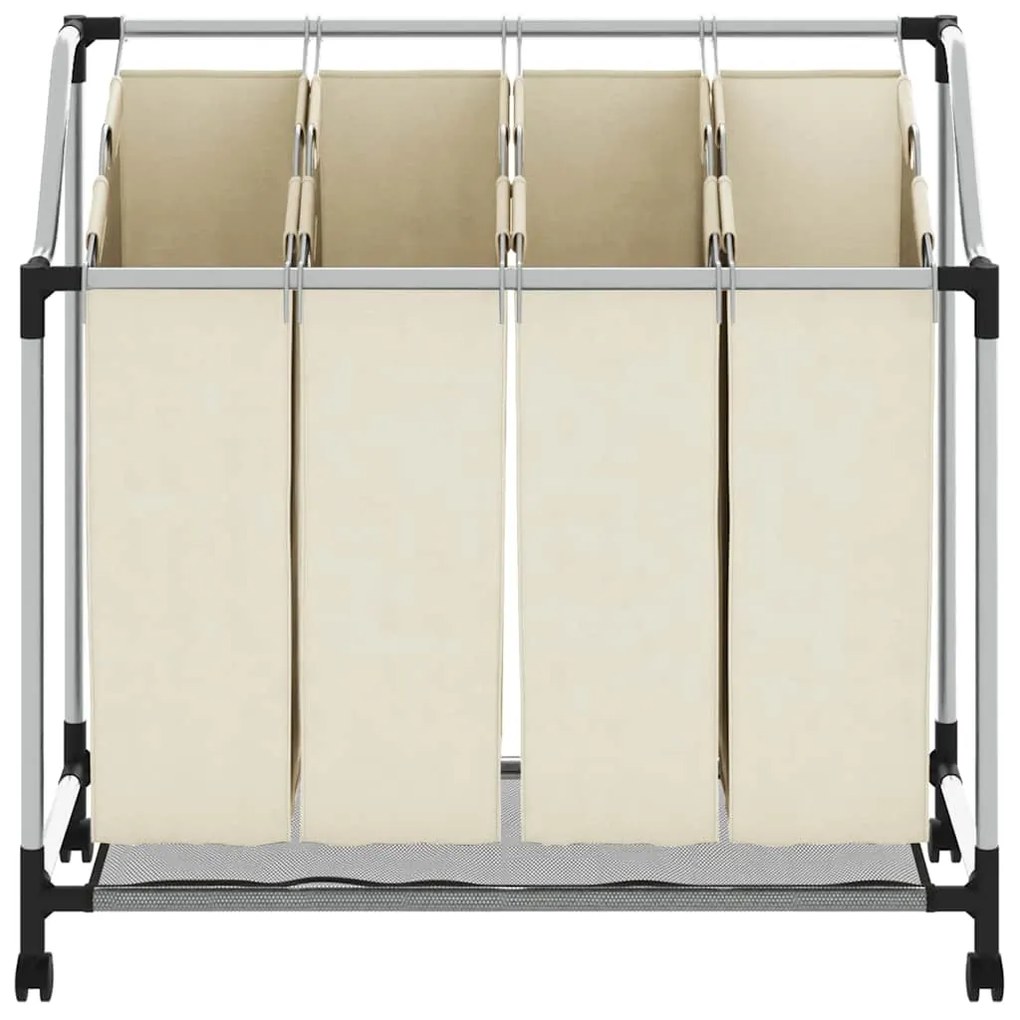 Separador de roupa suja com 4 sacos aço creme