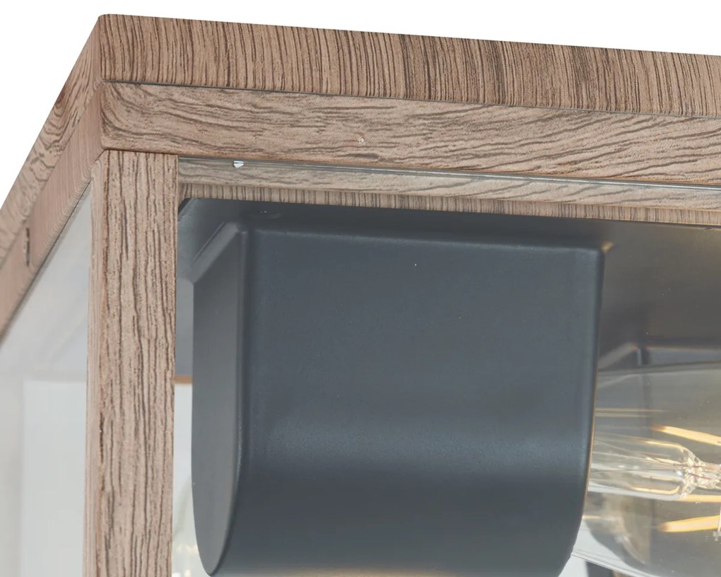 Plafon de teto industrial impressão de madeira IP44 2-Luzes - Charlois