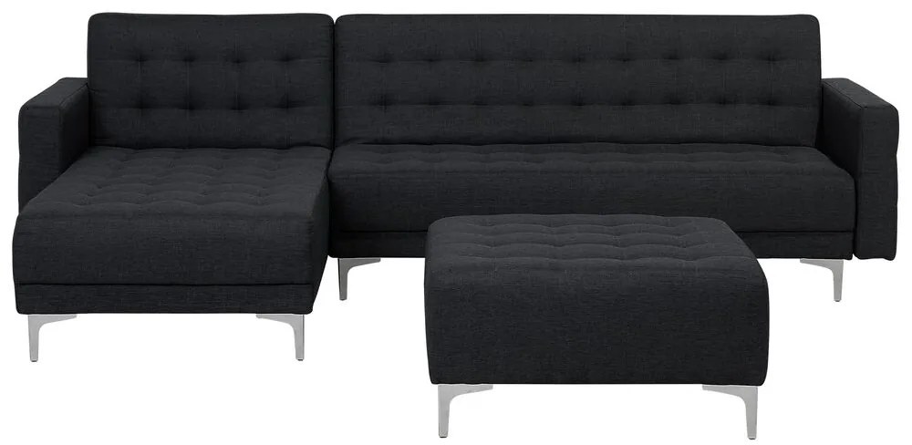 Sofá de canto 4 lugares com repousa-pés em tecido cinzento grafite à direita ABERDEEN Beliani
