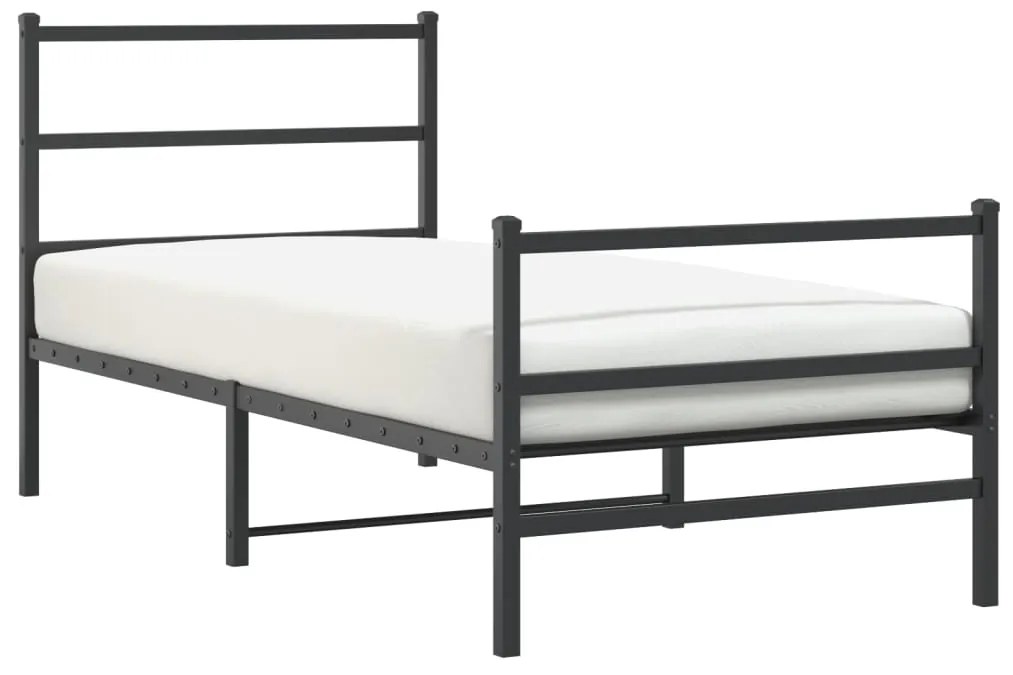 Estrutura de cama com cabeceira e pés 90x190 cm metal preto