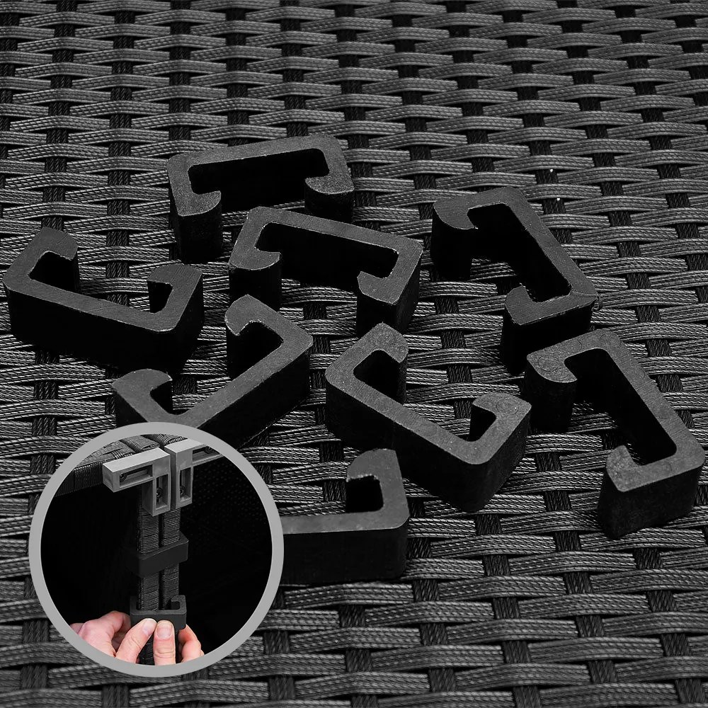 Conjunto de jardim com mesa e assentos em poliratán preto/creme