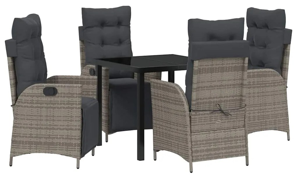 Conjunto de Jantar de Jardim com 5 Peças Cinza Rattan
