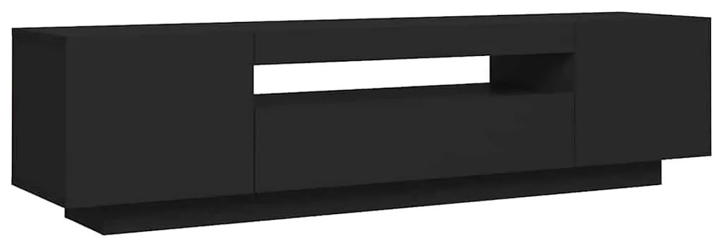 Móvel de TV com luzes LED 160x35x40 cm preto