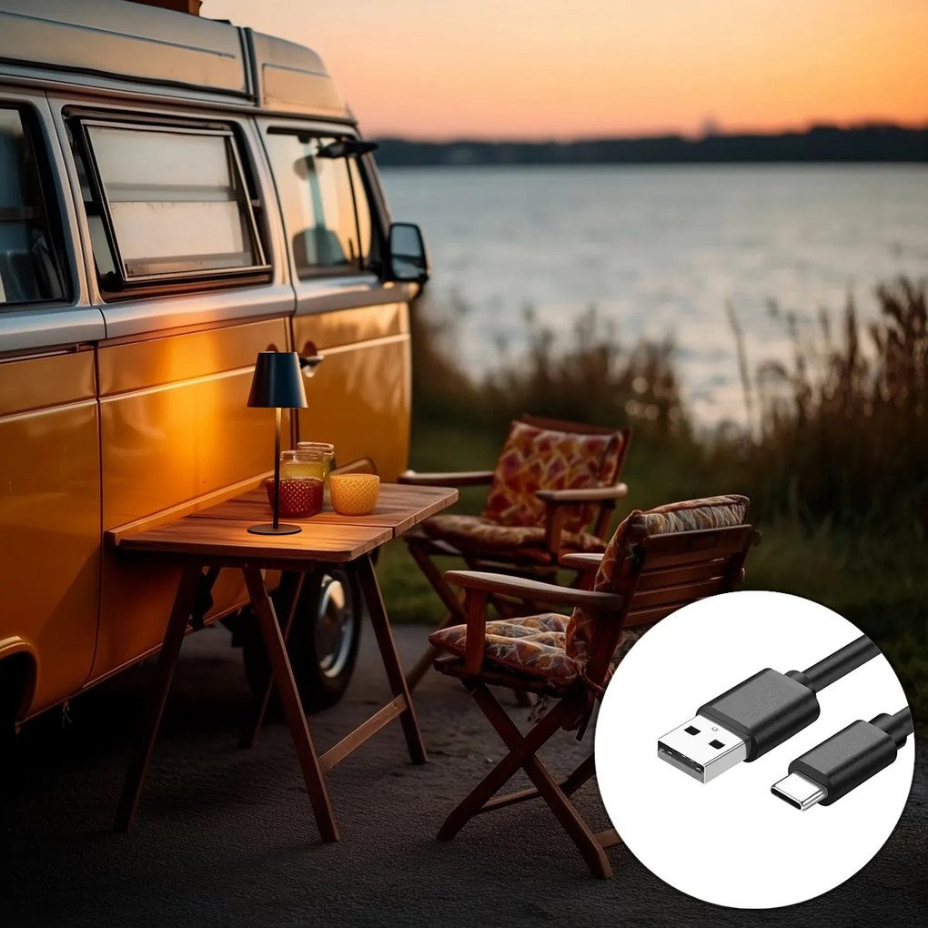 Candeeiro de Mesa Preto Incl. LED Dimerizável e Recarregável IP54 - Murdock