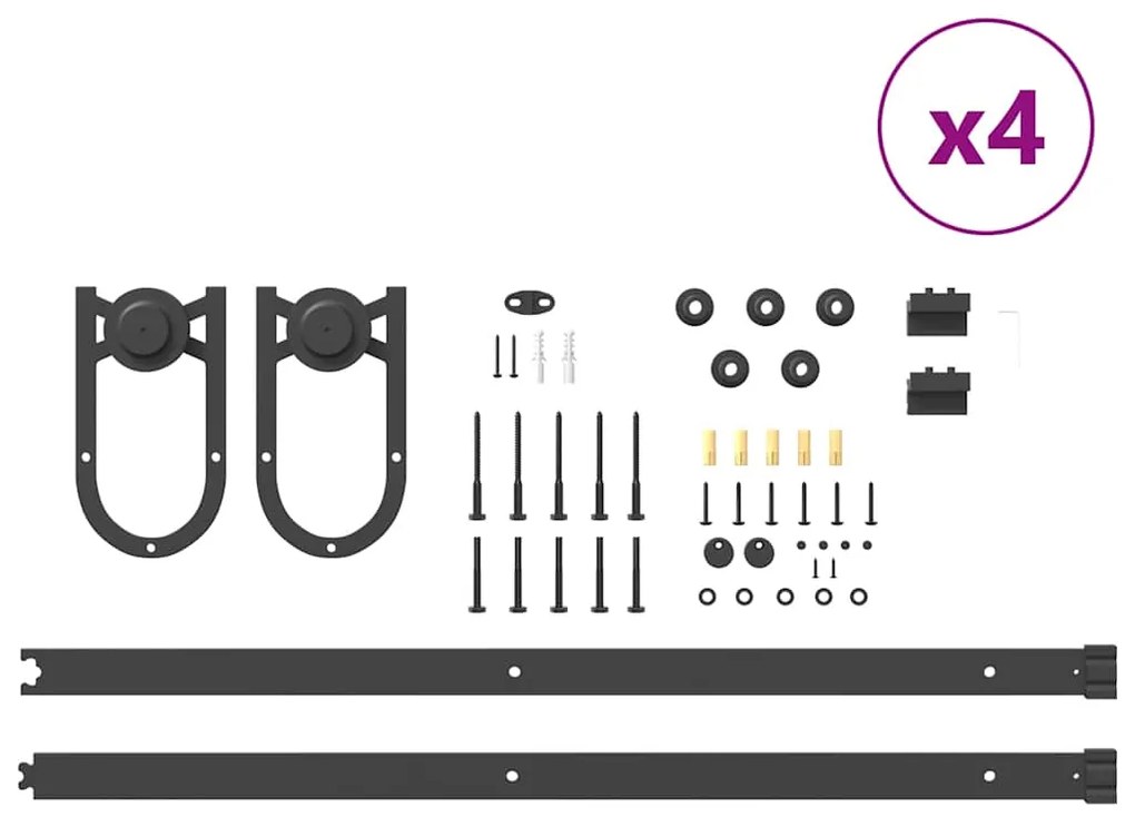 Kit de ferragens para porta deslizante 400 cm aço preto