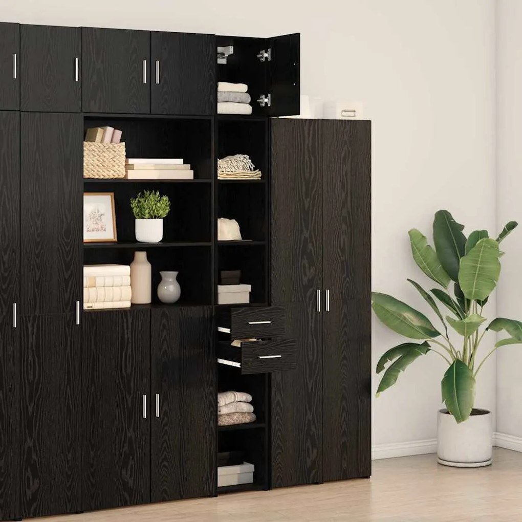 Armário de Armazenamento Slim vidaXL Carvalho Preto 30x42.5x225 cm Mad