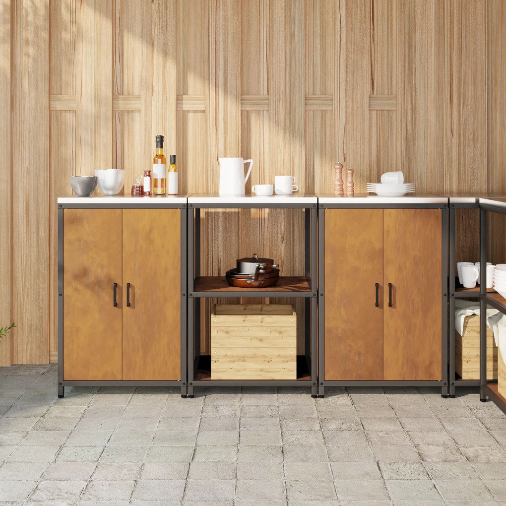 vidaXL Conjunto de Armazenamento de Cozinha 3 pcs Ferro Enferrujado