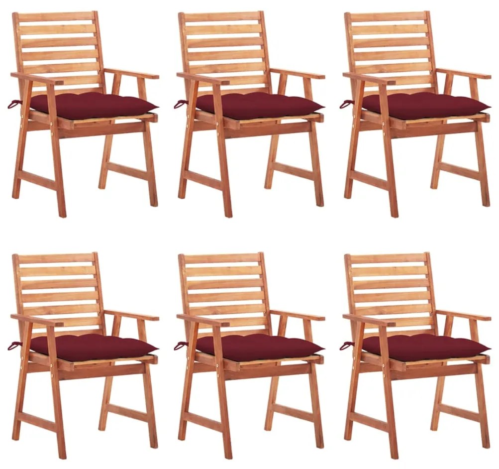 vidaXL Cadeiras de jantar p/ jardim 6 pcs c/ almofadões acácia maciça