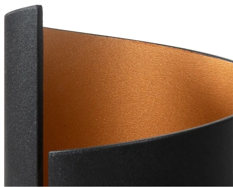 Aplique moderno preto com interior dourado - Faldo
