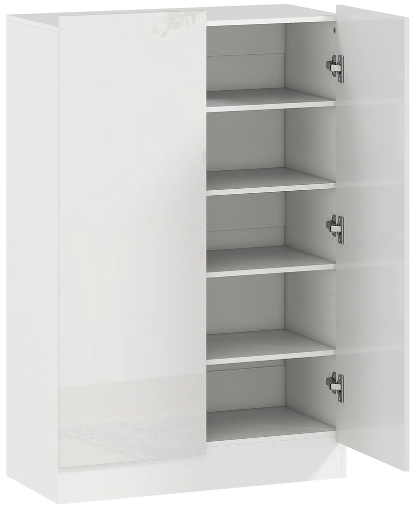 Sapateira para Entrada com Prateleiras Ajustáveis para 20 Pares de Sapatos 72x34,5x103 cm Branco Brilhante