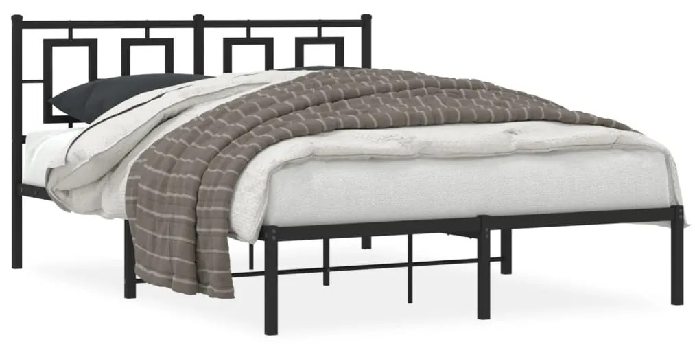 vidaXL Estrutura de cama com cabeceira 140x190 cm metal preto
